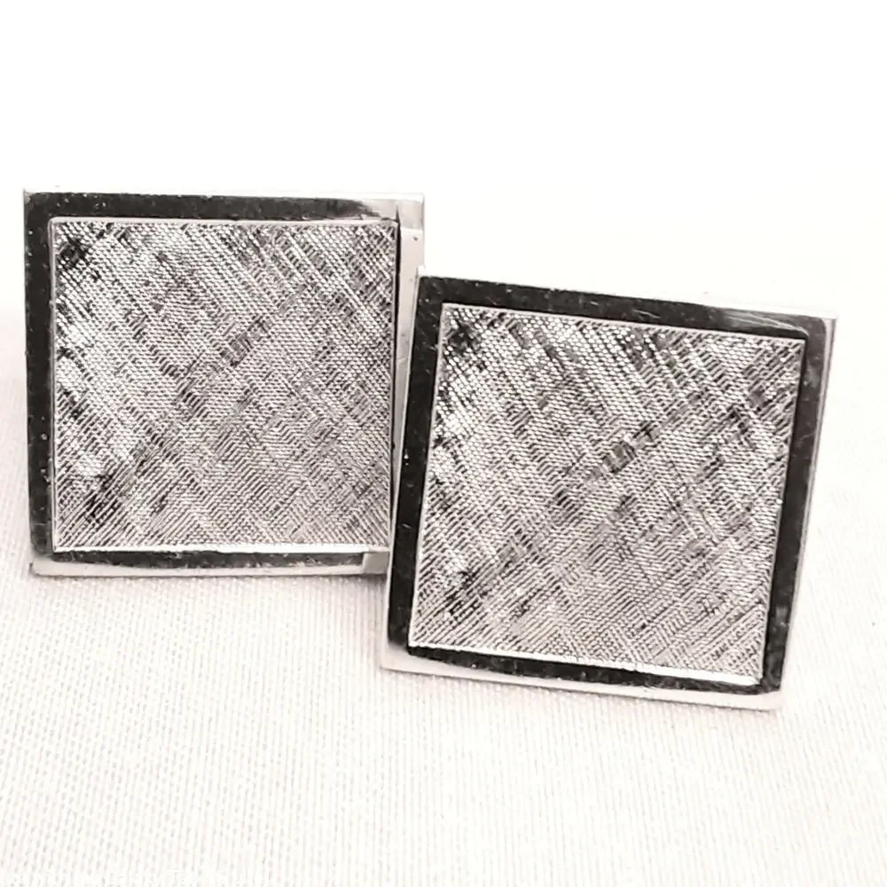 💎Dante Cuff Links Brushed Silver Tone Squares